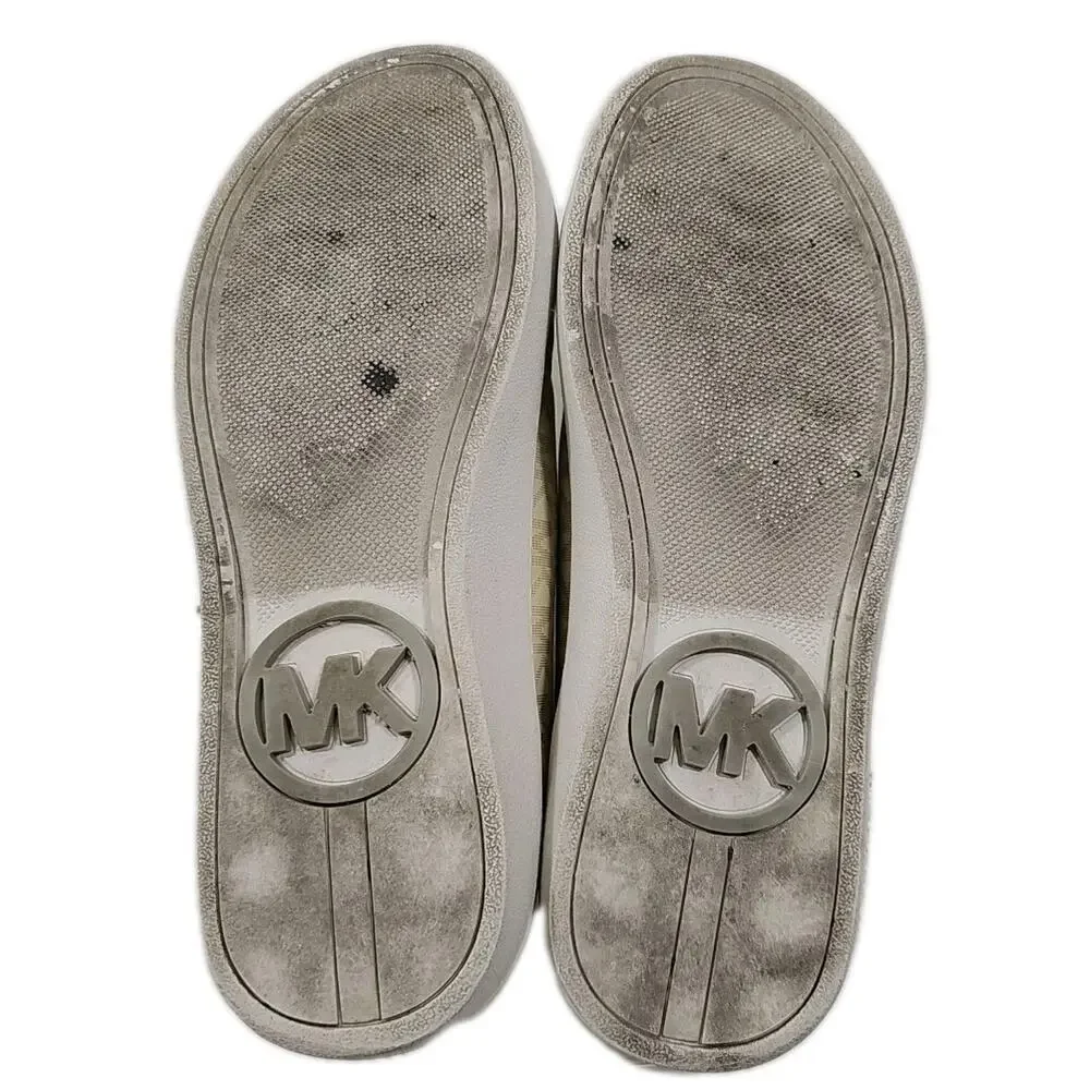 Michael Kors ~ Girls US Size 5Y ~Ivy Dee Vanilla Color Sneakers Shoes Logo.